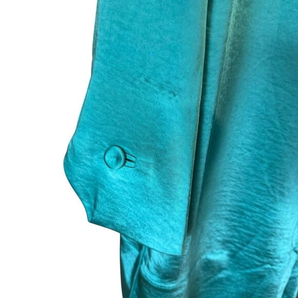 Bevza Teal Satin Button-Up Shirt - Picture 5 of 8